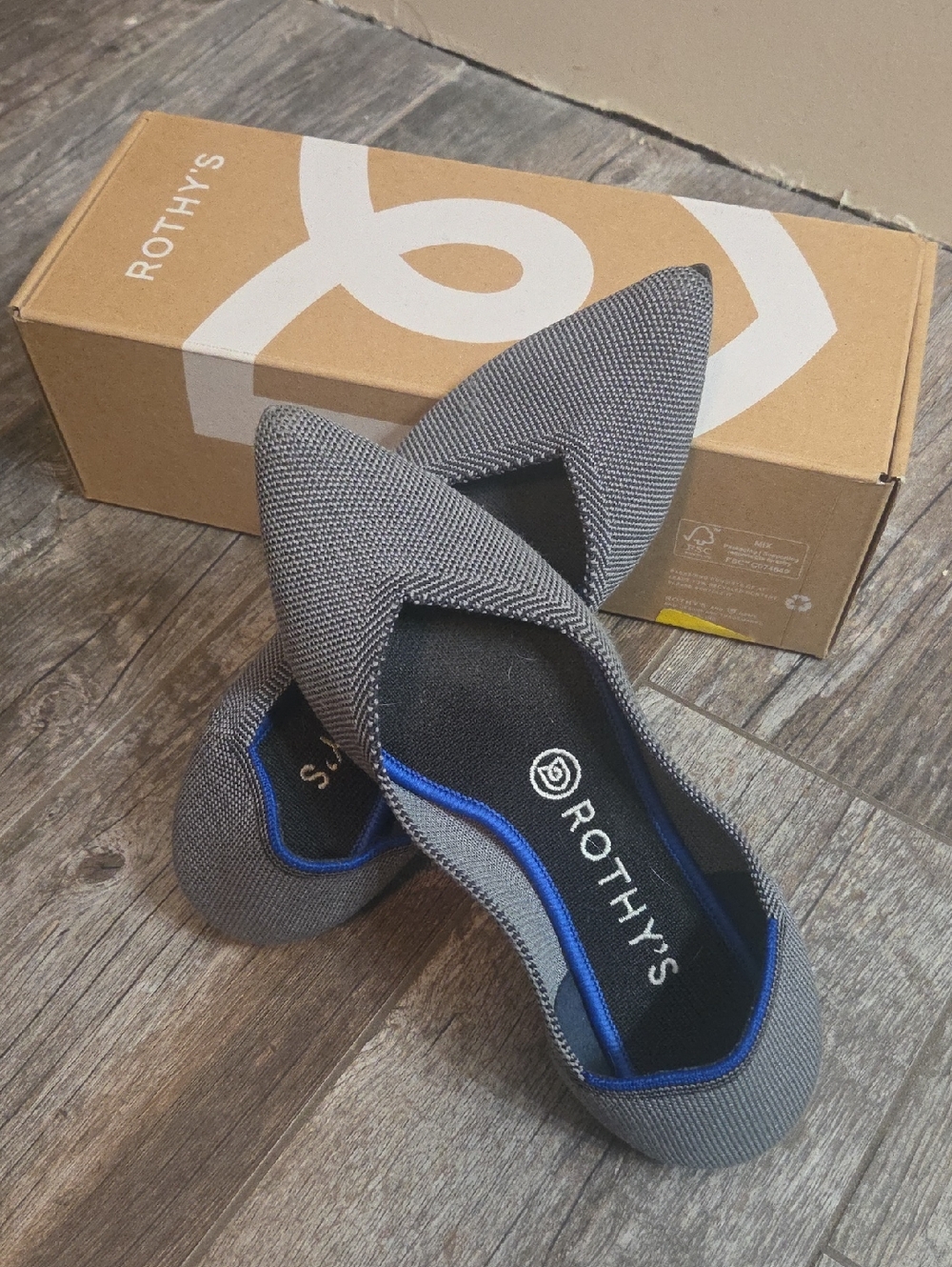 Rothy's Pointed Toe Flats in Gray